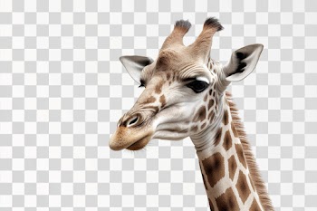 Close up shot of giraffe head - Png transparent background