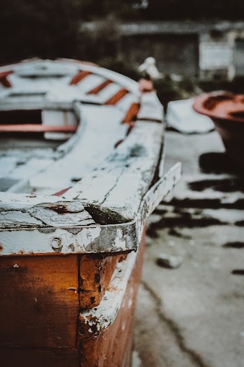 Close-Up View Of An Old Wooden Boat 