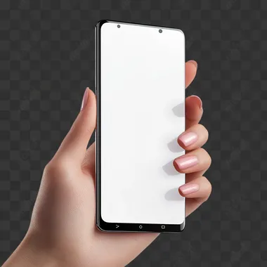 Close-Up: Woman's Hand Holding a Blank Smartphone