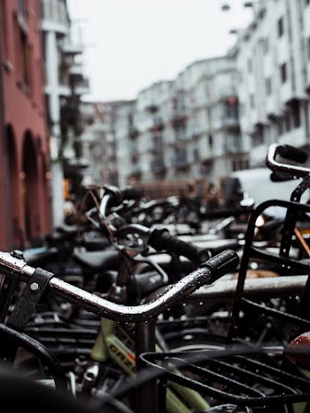 Close View of Bikes at the Middle of the Street