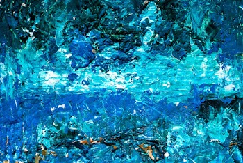 Close View of Blue Abstract Painting
