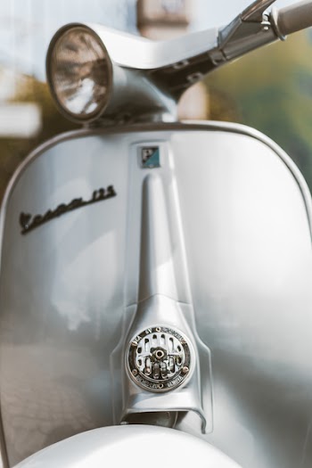Close View of Vespa Motor Scooter