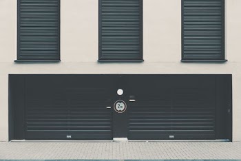 closed black wooden door