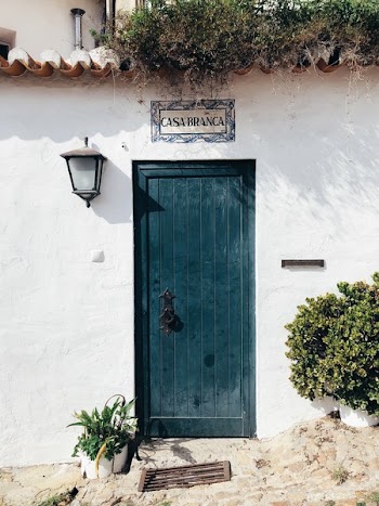 Closed Blue Wooden Door