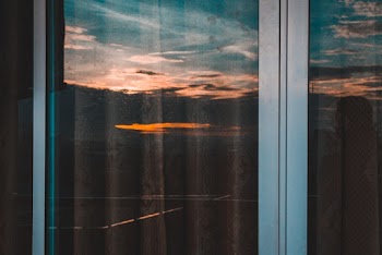 Closed Clear Glass Framed Door