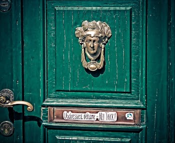 Closed Green Wooden Door