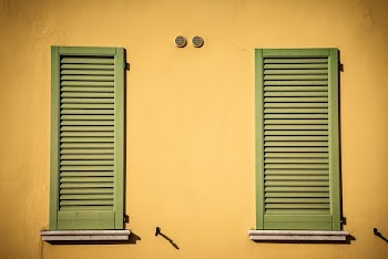 Closed Green Wooden Windows