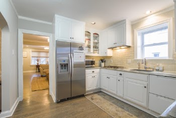 Closed Side-by-side Refrigerator in Kitchen Area