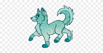 Closed Wolf Pup Adoptable 'seafoam' By - Cartoon