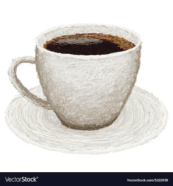 Closeup of a hot coffee on a plate vector image