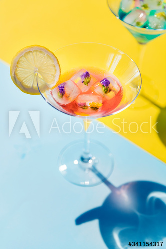 Closeup of decorated cocktail summer drink
