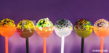Closeup of different flovoured lollipop