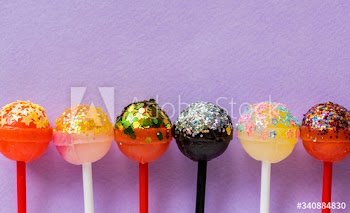 Closeup of different flovoured lollipop