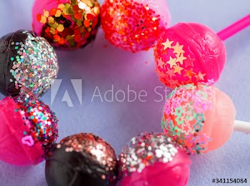 Closeup of different flovoured lollipop