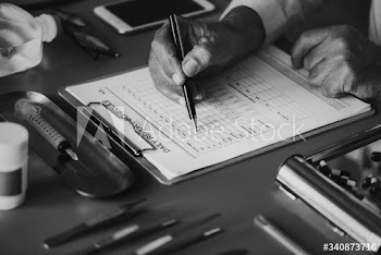 Closeup of doctor checking patient daily report checklist
