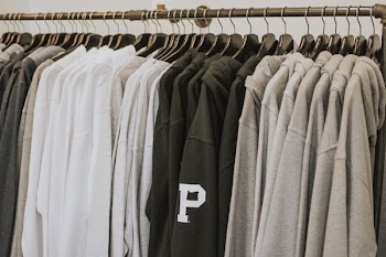 closeup of hanged hoodies