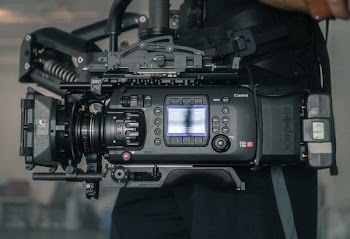 closeup photo of black video camera
