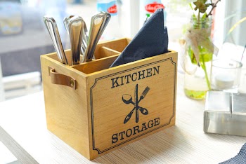 Closeup Photo of Brown Wooden Box With Flatware Set