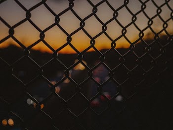 closeup photo of link fence
