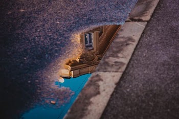 closeup photo of water on road