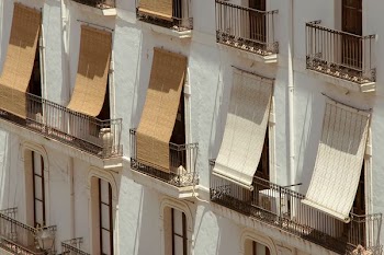 closeup photo of window blinds