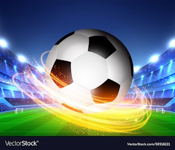 closeup soccer ball on green grass stadium