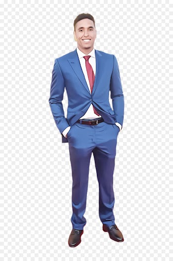 clothing suit blue standing electric blue
