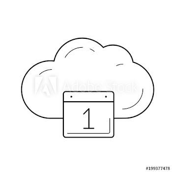 Cloud calendar vector line icon isolated on white background
