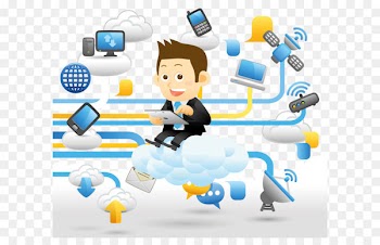 Cloud computing Digital data Digital marketing Icon - Cartoon business man 