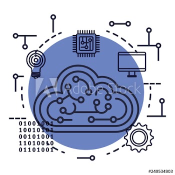 cloud computing with artificial intelligence icons