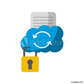 cloud computing with document and padlock