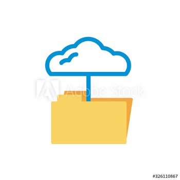 cloud computing with folder lineal color style