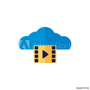cloud computing with media player flat style