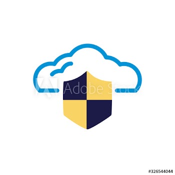 cloud computing with shield lineal color style