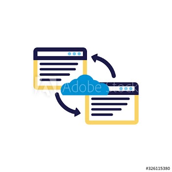 cloud computing with webpage templates lineal color style