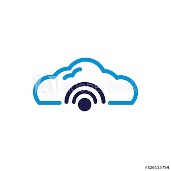 cloud computing with wifi signal lineal color style