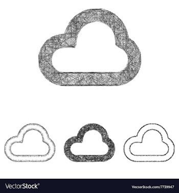 Cloud icon set - sketch line art vector image