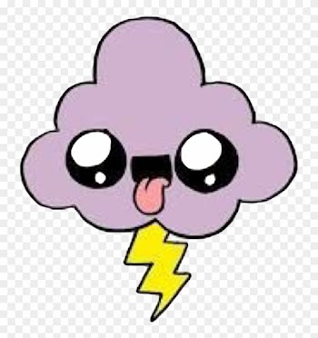 Cloud Lightning Lightningbolt Kawaii Eyes Tongue Yellow - Ver Dibujos De Kawaii