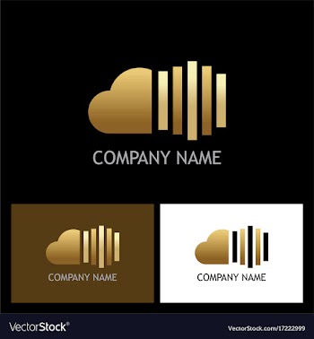  					Cloud line gold technology logo vector image														