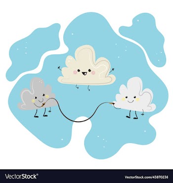 cloud mascot cartoon is playing skipping rope