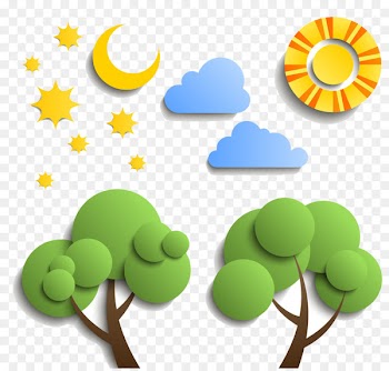 Cloud Moon Star Clip art - Stereoscopic 3D paper sculptures Cartoon tree wind 