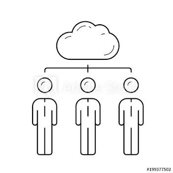 Cloud network vector line icon isolated on white background