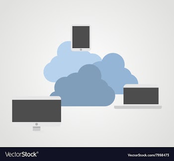Cloud technology and computers vector image