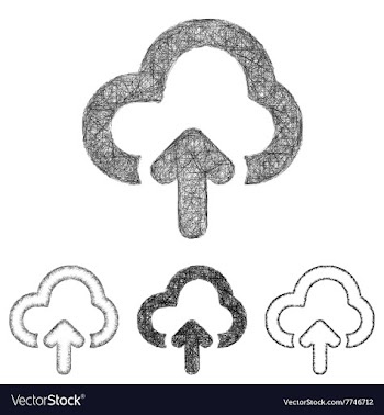 Cloud upload icon set - sketch line art vector image