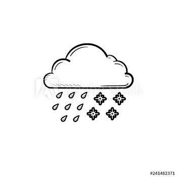 Cloud with snow and rain hand drawn outline doodle icon