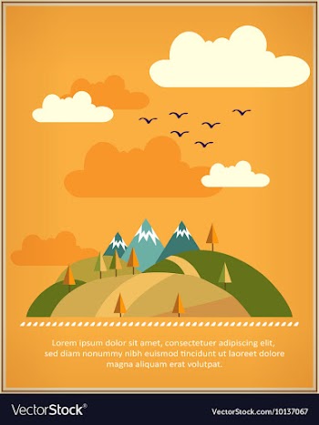 Clouds mountains hills and birds vector image