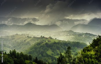clouds over mountains