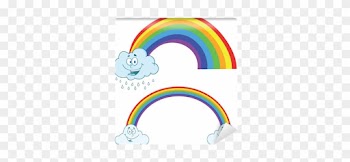 Clouds Raining With Rainbow Cartoon Characters - Cloud