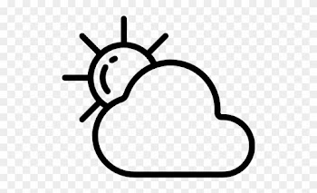 Cloudy Free Icon - Sun And Cloud Black And White Clip Art
