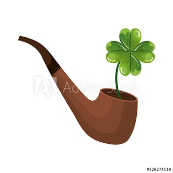clover of four leafs in pipe smoking design icon